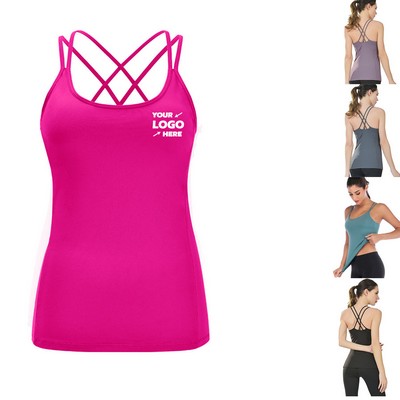 Women Cross-Back Tank Tops With Bra