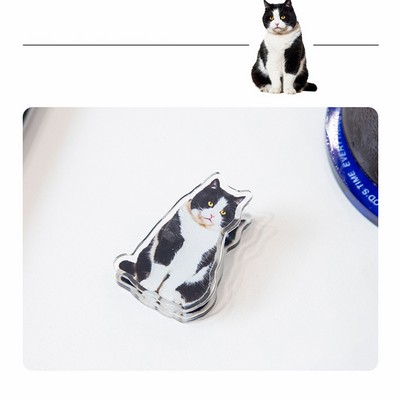 Cute Cat Shaped Acrylic Album Memo Clip Bag Binder Sealing Clip Food Bag Clamp-Two Sides Imprint