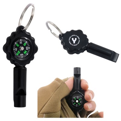 2 in 1 Emergency Whistles with Compass