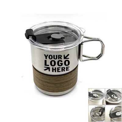 8 Oz.Stainless Steel Coffee Mugs with Lid & Handle