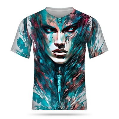 200g Full Color Sublimated Polyester Milk Silk V Neck T-Shirt