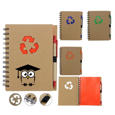 Eco-friendly Kraft Paper Notepad W/ Pen