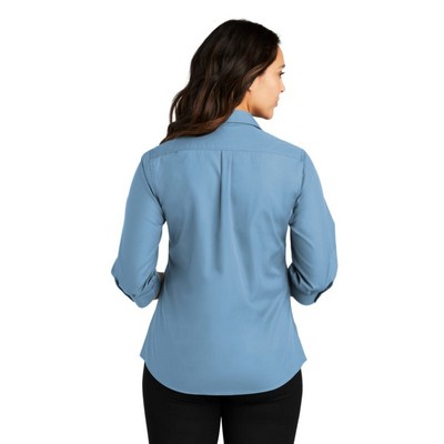 Port Authority Ladies 3/4-Sleeve Carefree Poplin Shirt.