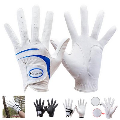 White With Blue Customizable Golf Gloves