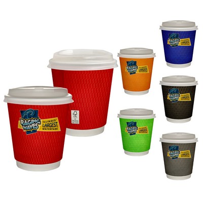 10 oz. Full Color Wave Insulated Paper Cup With Lid