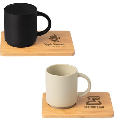 Café Duo - 11 oz. Ceramic Mug & Bamboo Board Set - Laser