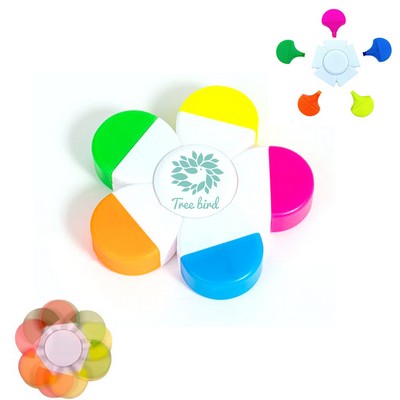 5 Color Flower Shape Highlighter with Spinner