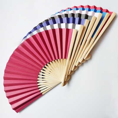 Handheld Foldable Full Color Bamboo Paper Fan