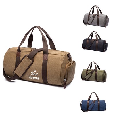 Canvas Travel Duffel Bag with Shoe Compartment