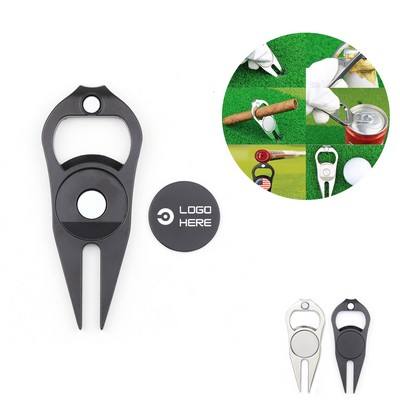 Golf Divot Repair Tool With Bottle Opener