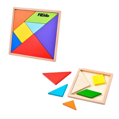 4-3/4'' Square Wooden Tangram Intellectual Puzzle Toys