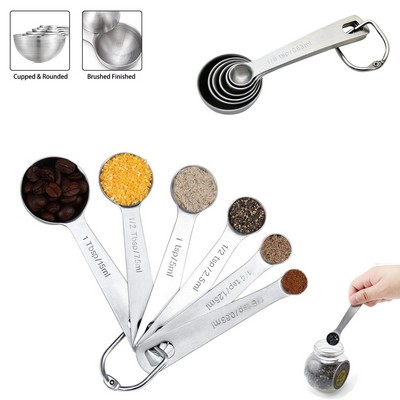 6-in-1 Stainless Steel Measuring Spoons Set with Engraved Measurement Marks