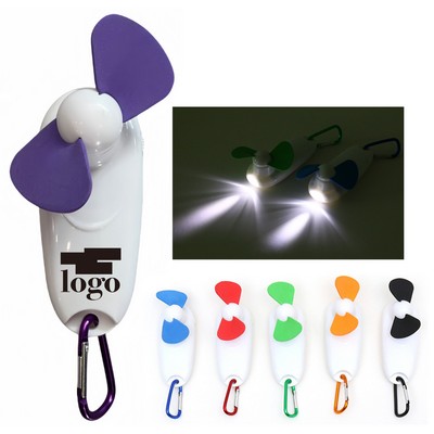 3-in-1 Pocket Handheld Fan w/LED Light & Carabiner