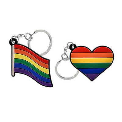 PVC Rainbow Pride Flag Keychain