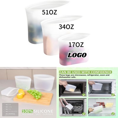 3 - Piece Reusable Silicone Food Storage Bag Set