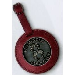 Round Leatherette Bag Tag 3" w/ Club Lorente 2" Coin