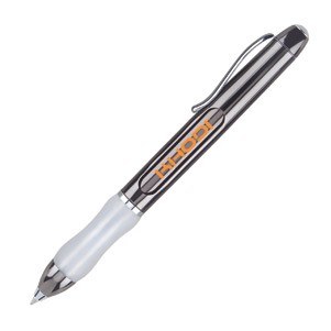 Dual Logo I Gunmetal Finish Ballpoint Pen w/ Clear Grip