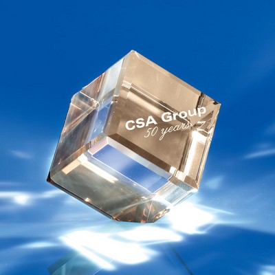 Tinted Crystal Cube Award 3-3/4"H