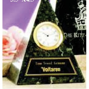 Green Genuine Marble Pyramid Clock Award (3.5"x4.5")