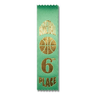 2"x8" 6th Place Stock Basketball Lapel Event Ribbon