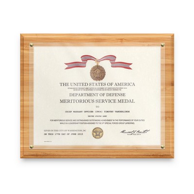 Bamboo Slide-In Certificate Plaque