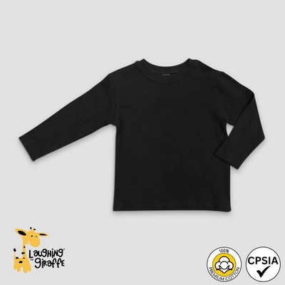 Baby Long Sleeve Crew Neck T-Shirt Black 100% Cotton- Laughing Giraffe®