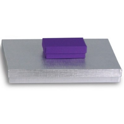 Silver Linen Foil Jewelry Box (3 1/2"x3 1/2"x1 1/2")