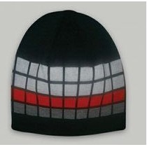 Knit Beanie Cap w/Color Blocks