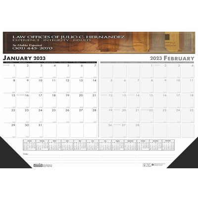 2-Month Compact Desk Pad Calendar w/2-Corners