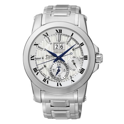 Seiko SNP091 Men's Premier Kinetic Perpetual Stainless Steel