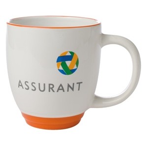 14 Oz. Bistro Heartland Colored Trim Mug (White/Orange Trim)