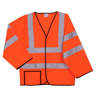 Solid Orange Long Sleeve Safety Vest (2X-Large/3X-Large)