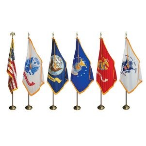 8' Pole & 3' x 5' Flag - Military and US Indoor Presentation Set