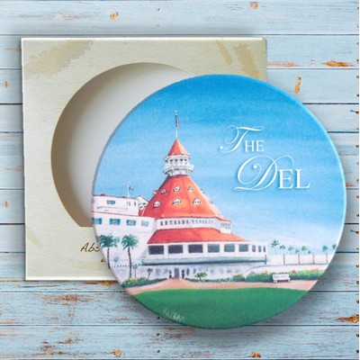 Round Absorbent Stone Coaster - Custom Printed - Packaged in Single Window Box - Full Bleed Print