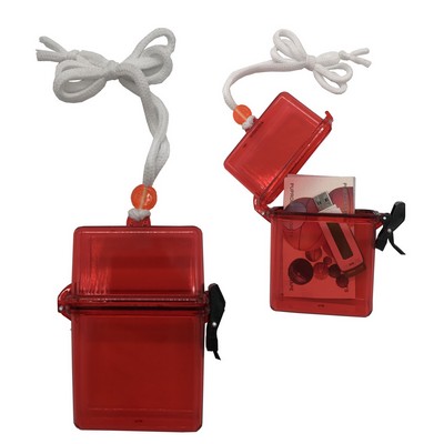 Waterproof Plastic Box w/Neck Lanyard