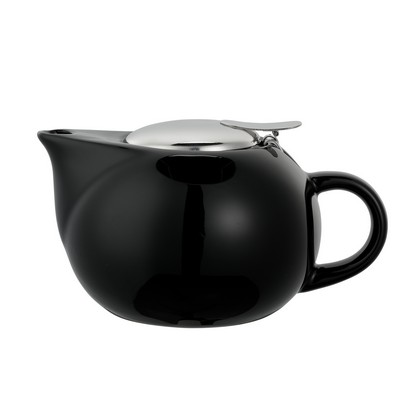 Black Round Ceramic Teapot (0.47 Liter)