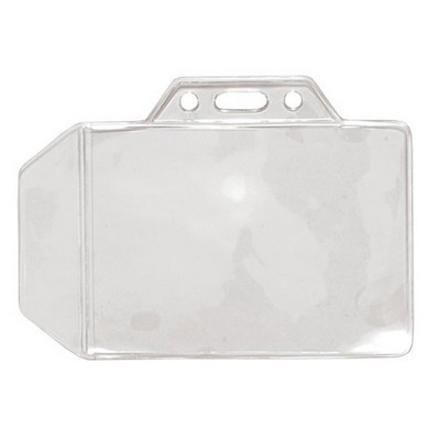 3.60" W x 2.60" H - Horizontal Clear Vinyl Badge Holder (Blank)