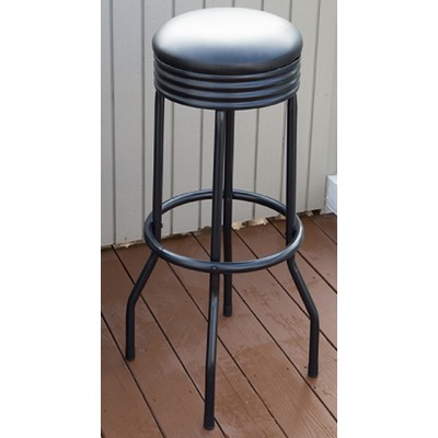 Black Ribbed Bar Outdoor Stool w/Swivel