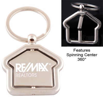 Premium House Shaped Metal Keychain - Rotating Center