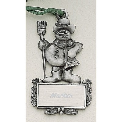 Marken Design Snowman Cast Ornament w/ Silk Screened Plate