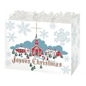 Large Joyous Christmas Theme Gift Basket Box