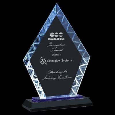 Diamond Accent Glass Award on Blue & Black Base (7 1/2")