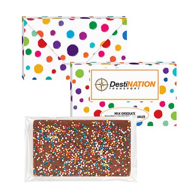 1 Oz. Executive Belgian Chocolate Bar w/ Rainbow Nonpareil Sprinkles