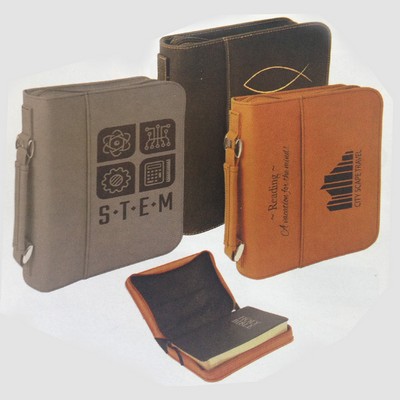 Leatherette Book/Bible Cover w/Handle & Zipper