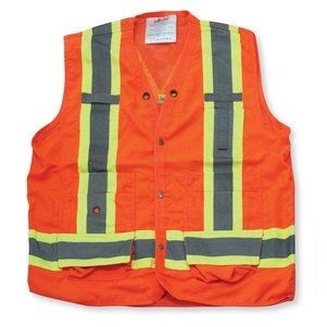 100% Polyester Mesh Orange Surveyor Vest w/ Mesh Back