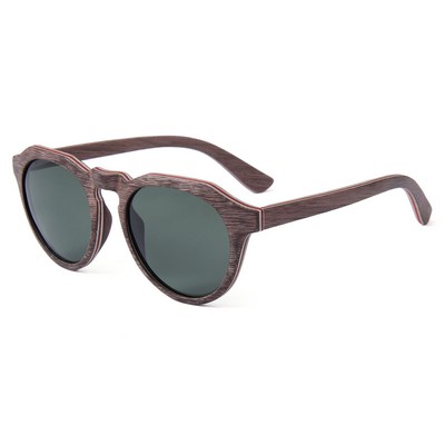 Walnut Wood Sunglasses - Dark Green Polarized Lenses - Walnut Wood Frames