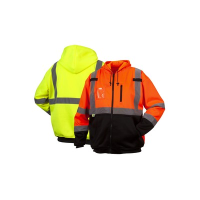 Pyramex Class 3 Hi-Vis Lime Premium Zipper Sweatshirt