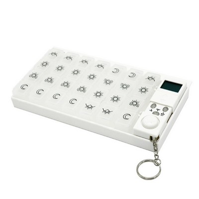 28 Grid 7 Day Pill Box w/Alarm Clock