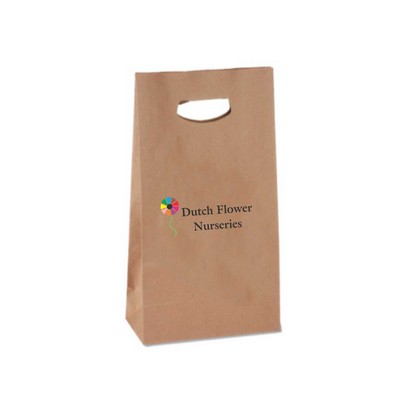 Natural Kraft Die Cut Handle Paper Bag - Digital Print (8" x 4" x 13 5/8")