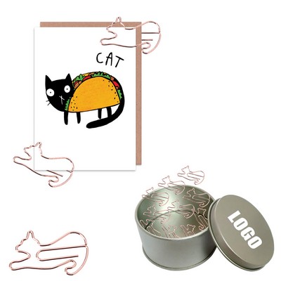 Cat Shaped Paper Clips in Tin Box